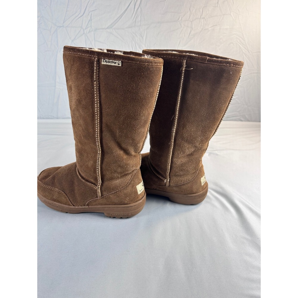 Bearpaw Emma Tall Suede Winter Boots Chocolate Brown Sheepskin Lining Womens 6